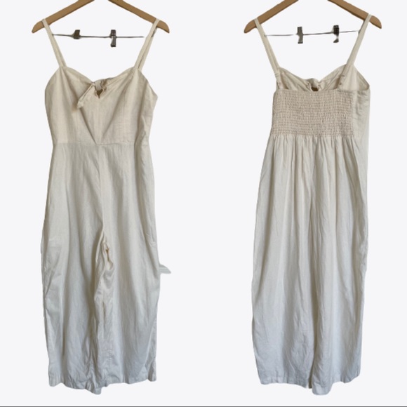 Old Navy Tie-Front Linen-Blend Cami Jumpsuit in off-white color Size M - Picture 2 of 8